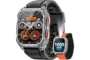 Military Smart Watches for Men (2 Straps), 2.01" HD Smartwatch with 1000 mAh Battery, Answer/Make Call, Led Flashlight, Heart