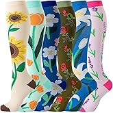 LANMEVOL 6 Pairs Graduated Compression Socks for Women and Men Knee High Hiking Running Sport Nylon Compression Stockings