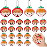 Equsion 24 Pcs Valentines Strawberry Party Favors Cute Red Pink Strawberry Plush Keychain Kawaii Fruit Charm for Birthday Supplies Operation Gifts