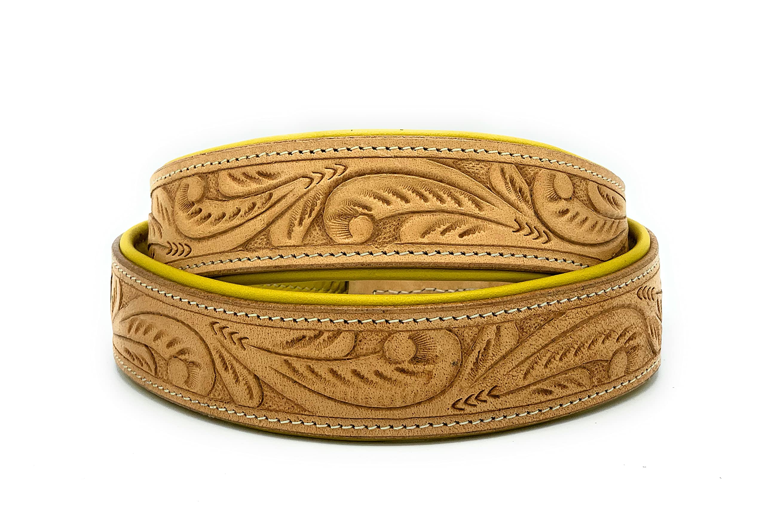 Astile Leather Dog Collar Dog Collars Luxury Vegetable Tanned Leather 1.5 Inch Wide Padded With Soft Leather And Beautifully Hand Carved (Neck Size 18.5 inch to 21.5 Inch)