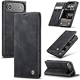 Cracedily for iPhone 17 Air Case, Flip Wallet Leather Case with Card Holder Magnetic Closure Shockproof Kickstand Protective Phone Cases Cover for iPhone 17 Air, Black