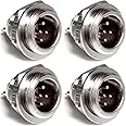 CESS 5-Pin Mini XLR Socket, Mini XLR Connector, Screw and Nut Panel Mount, Solder Type, Nickel-Plated Base and Housing, Gold-Plated Pins, 4 Pack