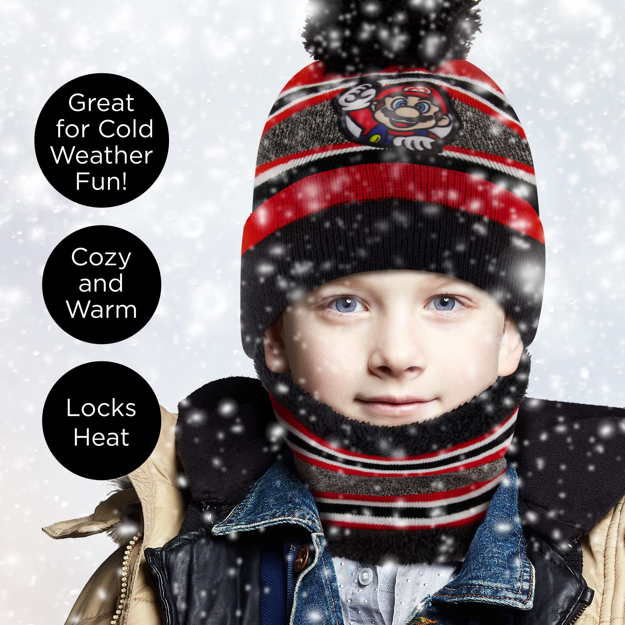 Nintendo Mario Scarf, Hat and Gloves Set for Little Boys