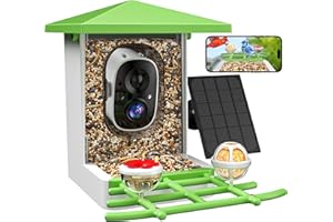 Smart Bird Feeder with Camera, AI Auto-Capture & Motion Detection, 5W Solar, 170° View, AI Identify 16000+ Birds,Ideal Gift f