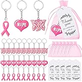 Breast Cancer Keychain Bulk Pink Breast Cancer Awareness Accessories Gifts Ribbon Butterfly Heart for Items Survivor