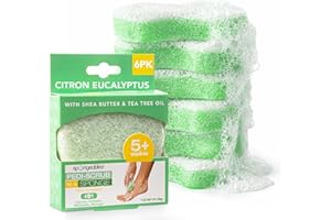 Spongables Pedi Scrub Foot Exfoliating 5+ Wash Sponge, Citron Eucalyptus, 6 Count