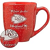 Rico Industries NFL Football Kansas City Chiefs Margaritaville 16 oz Team Color Laser Engraved Speckled Ceramic Coffee Mug