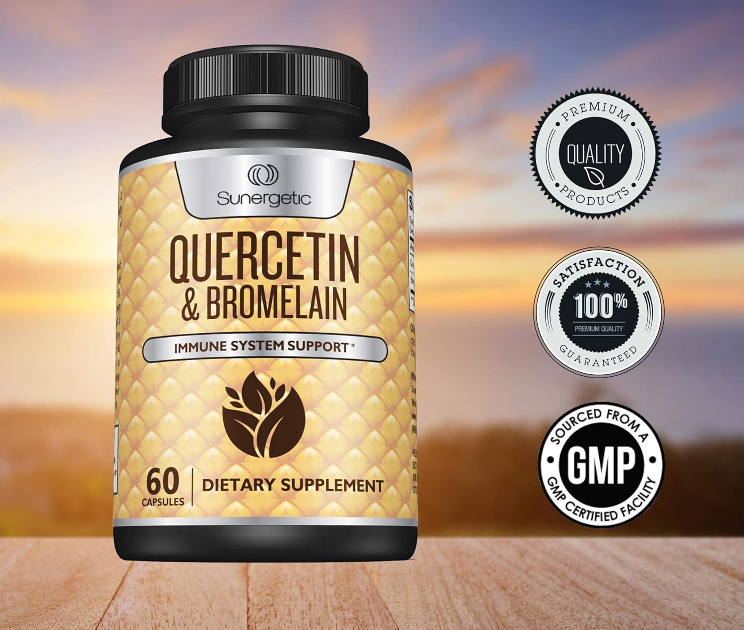 Premium Quercetin & Bromelain Supplement – Powerful Quercetin Bromelain Complex to Help Support Immune System, Cardiovascular Health & Seasonal Support – Quercetin 1000mg Per Serving – 60 Capsules: Health & Personal Care
