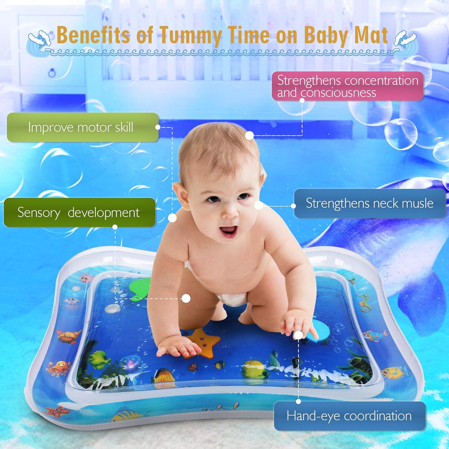Tapis Deau Gonflable Pour Bebe Guiseapue Tapis De Jeu Gonfle Tapis A Eau Bebe Coussin Gonflable De Rempli Deau Amusement Dactivite Denfant Aider Developper Les Competences Cognitives Bases D Activites Et D Eveil Jeux