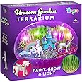 Bryte Little Growers Unicorn Terrarium Kit for Kids with Rainbow Fairy Lights&Paintable Figurines - Plant&Grow Light Up Garde