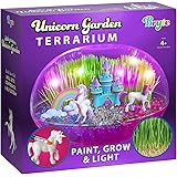 Bryte Little Growers Unicorn Terrarium Kit for Kids with Rainbow Fairy Lights&Paintable Figurines - Plant&Grow Light Up Garde