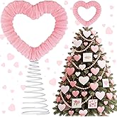Gejoy 13 Inch Large Christmas Valentine Tree Topper Velvet Pink Heart Tree Topper Ornament for Gnome Valentines Trees Heart Decoration for Wedding Holiday Party Ornament Home Front Door Decor