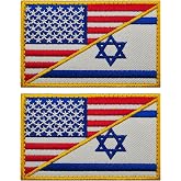 EmWoot 2PCS American Israel Flag Patches Morale Patch Hook and Loop | Embroidered,American Allies,Tactical Military Patch,Versatile Tactical Attachment,Applique Fastener,3&times;2 inches