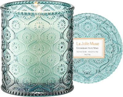 La Jolíe Muse Geranium Vert Mint Candle 6 oz Soy Wax 40 Hr Burn Time