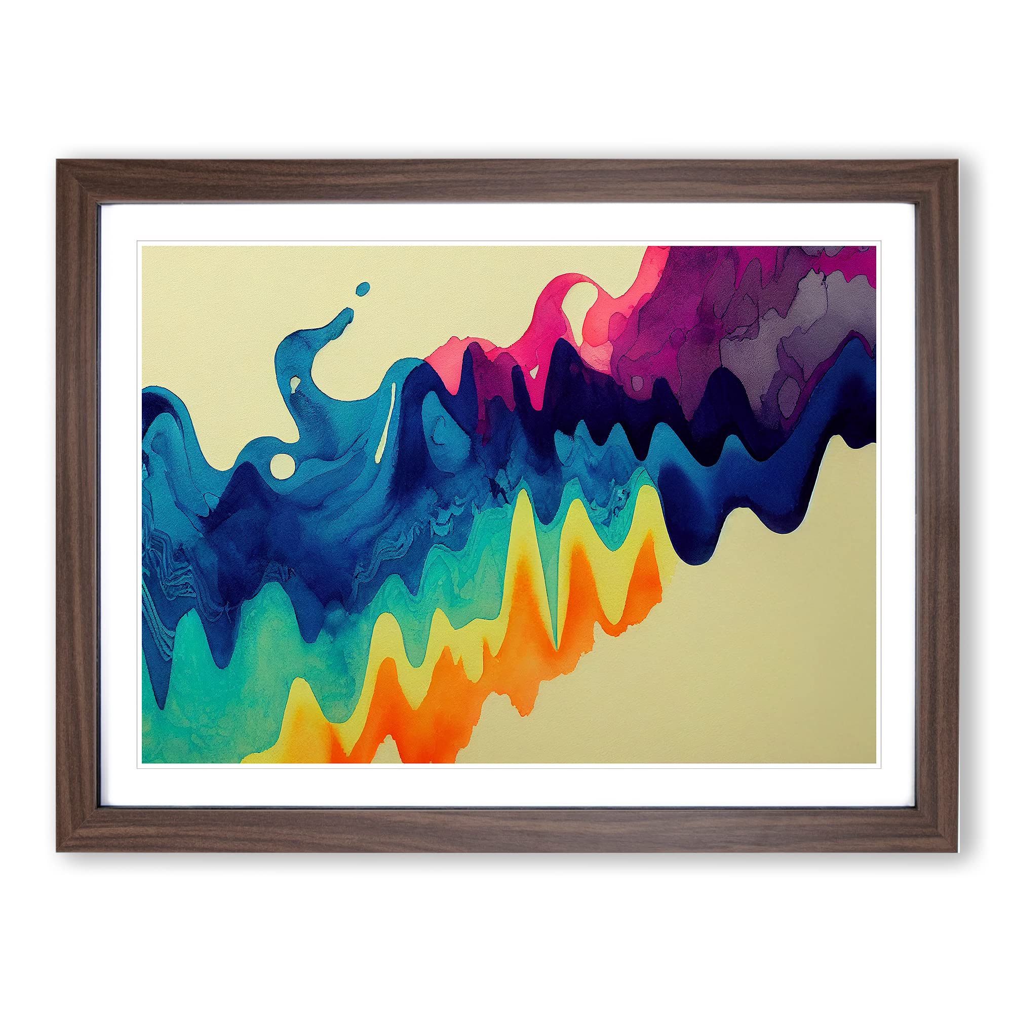 Watercolour Audio Soundwaves Vol.1 Abstract Framed Print | A4 Walnut Framed Wall Art | Ready to Hang | Abstract Historical Picture | Living Room Bedroom Lounge Office
