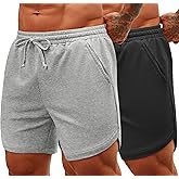 COOFANDY Men's Sweat Shorts 2 Pack 7" Gym Workout Drawstring Jogger Shorts with Pockets