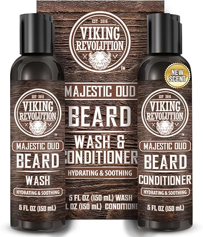 Viking Revolution Beard Shampoo & Conditioner Set - Argan Jojoba Oil - Majestic