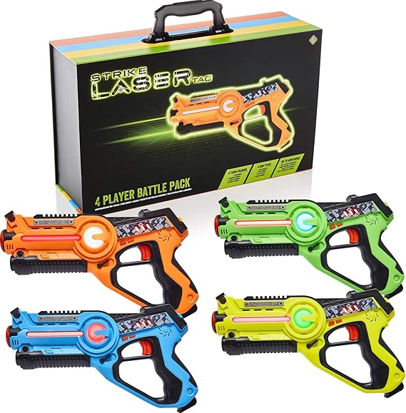 Strike Laser Tag Guns Set 4 MultiPlayer Pack & Deluxe Carry Case Kids Infrared Blaster
