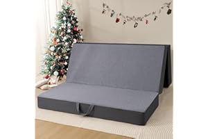 Vamcheer Tri Folding Mattress Queen Size - 6 Inch Foldable Mattress for Travel/RV/Camping/Guest Room/Yoga, Tri-fold Memory Foam Mattress with Washable Cover, Handle & Non-Slip Bottom, 78"x58"x6"