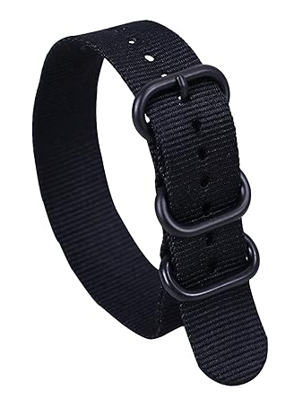 24mm Black Deluxe Premium Durable Sturdy Nylon NATO Style Watch Straps Bands Replacements for Men