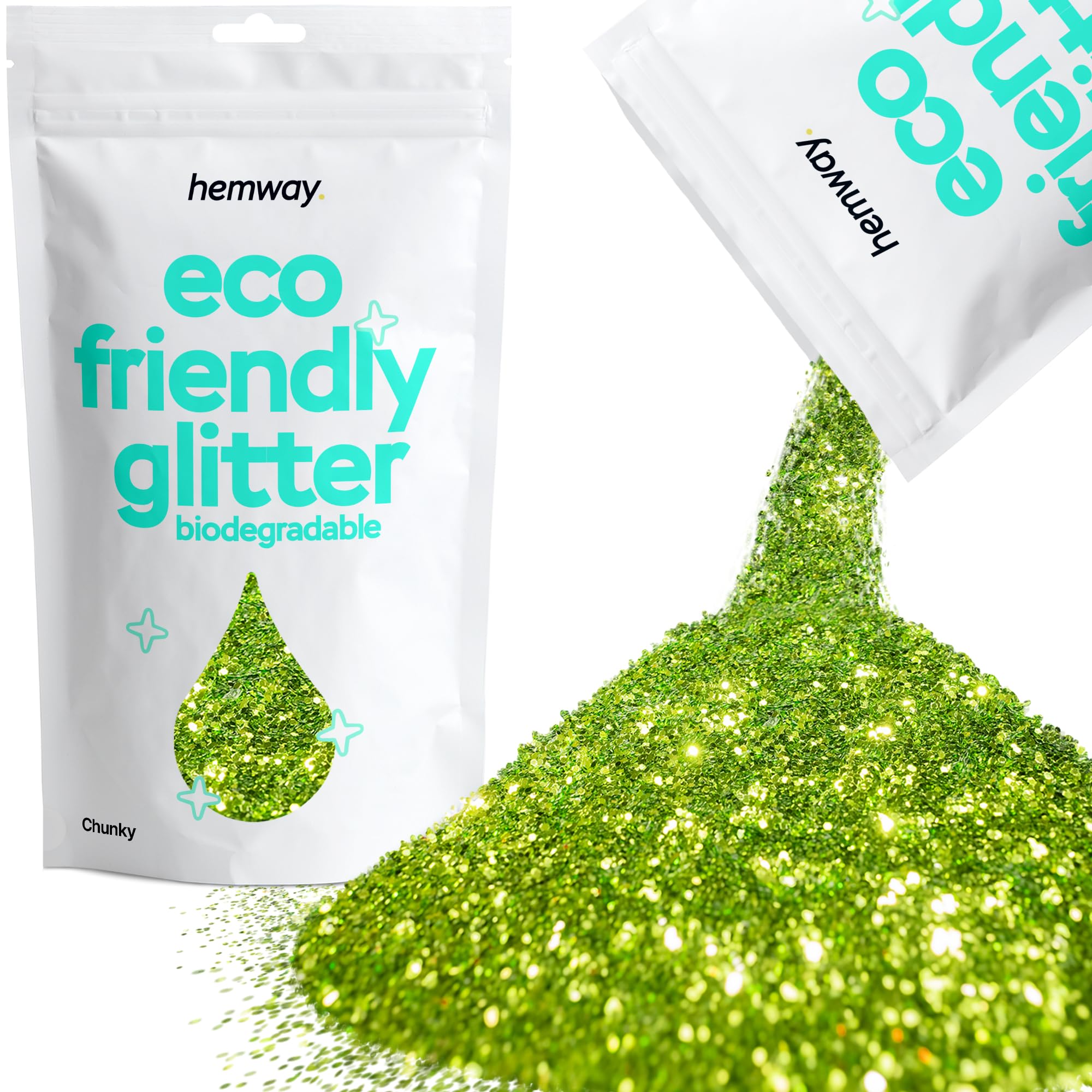 Hemway Eco Friendly Biodegradable Glitter 100 g / 3.5 oz Cosmetic Bio Safe Vegan Sparkle for Face, Eyeshadow, Craft - 1/40" 0.025" 0.6mm - Lime Green