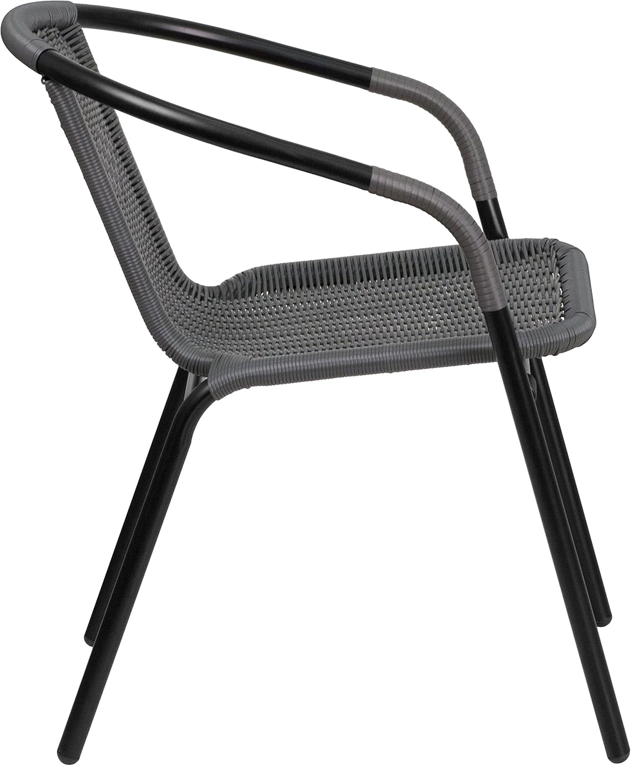 Flash Furniture 4 Pk. Gray Rattan Indoor-Outdoor Restaurant Stack Chair: Kitchen & Dining
