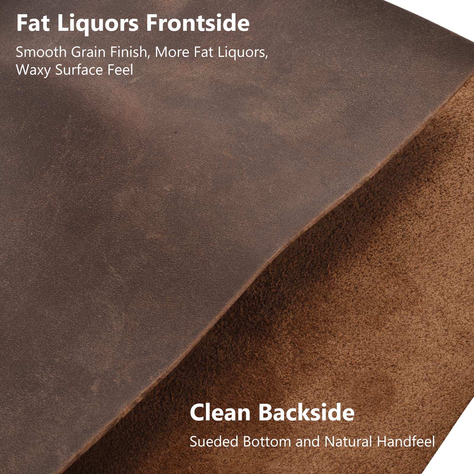 Genuine Leather Tooling Sheets 1.8-2.0MM Thick Full Grain Oil Tan Crazy Horse Cowhide Leather Sheets for Crafts Tooling Sewing Wallet Earring Hobby (Brown, 8