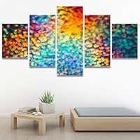 SIGNWIN 5 Panel Canvas Wall Art Modern Art Abstract Closeup Geometric Lights Mixed Media Modern Multicolor for Home Decorations Ready to Hang - 60