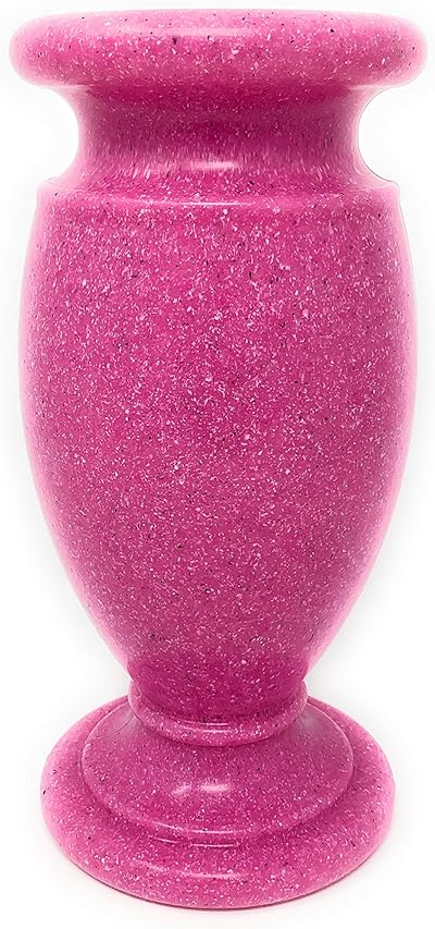 OPTIMUM Gedenkstätte Friedhof Blumenvase - Kunststoff (Rosa Granit) mit Metall-Erdspieß, Grabmarker, Dekorationen für Grabstätte, Grabstein-Blumenhalter, Garten, Rasen & Hof