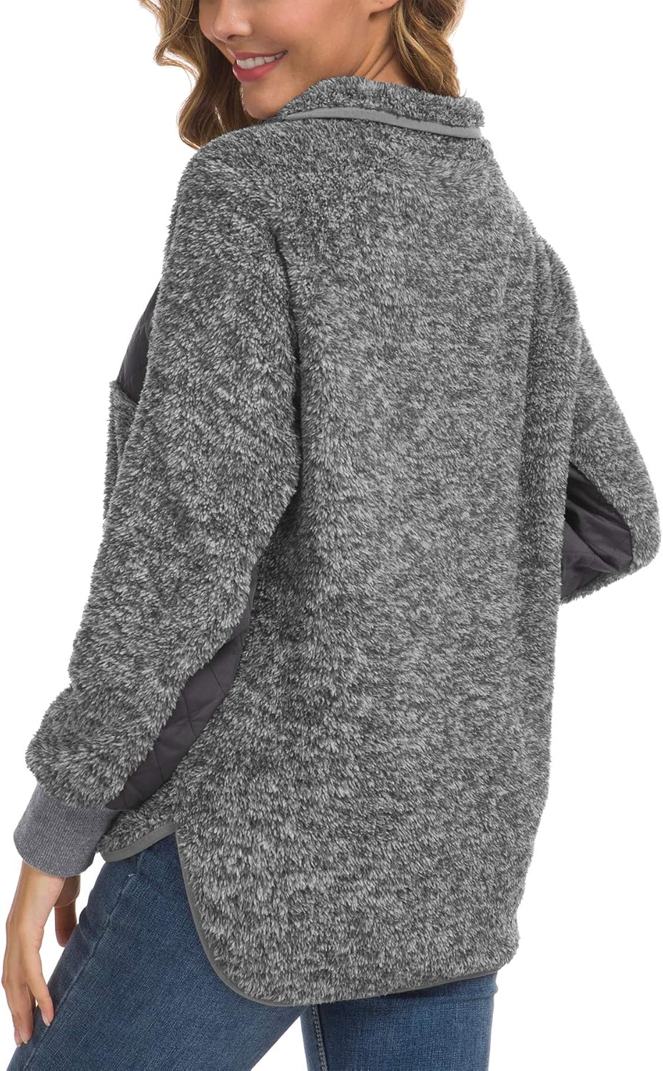 VIISHOW Women's Long Sleeves Quilt Coat Turtleneck Oblique Button Neck Fleece Pullover Coat Sweatshirts Outwear with Pocket at  Women’s Clothing store