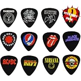 12 x Classic Albums Guitar Pick Set. Guitar Plectrums For Every Guitarist. Double Sided Printing. Picks Sized 0.46, 0.71, 0.81, 0.88, 0.96 And 1.2 mm Included (black)