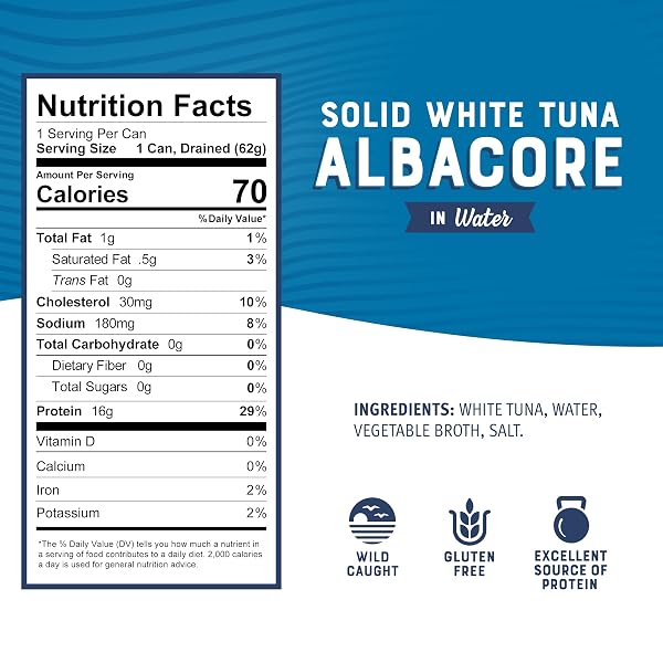 BUMBLE BEE SOLID WHITE ALBACORE TUNA IN WATER, 3 OZ CAN (PACK OF 3) – WILD CAUGHT TUNA – 16G PROTEIN PER SERVING, HIGH IN OMEGA-3S – NON-GMO PROJECT VERIFIED, GLUTEN FREE, KOSHER