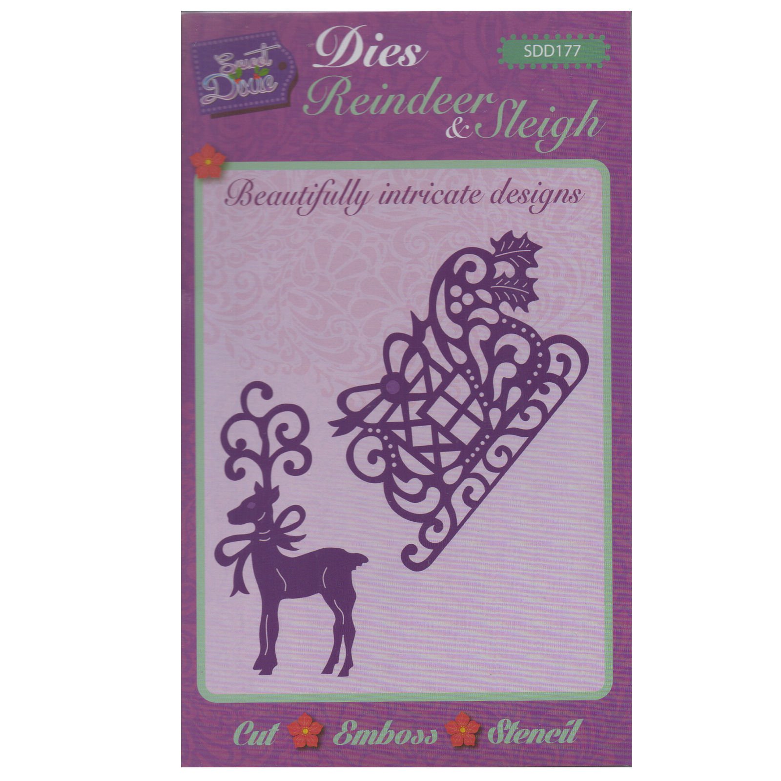 Sweet Dixie SDD177 Reindeer & Sleigh Die, Grey, 23.2 x 12.9 x 0.9 cm