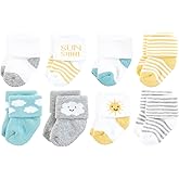 Hudson Baby Infant Boy Cotton Rich Newborn and Terry Socks, Sunshine And Clouds, 6-12 Months