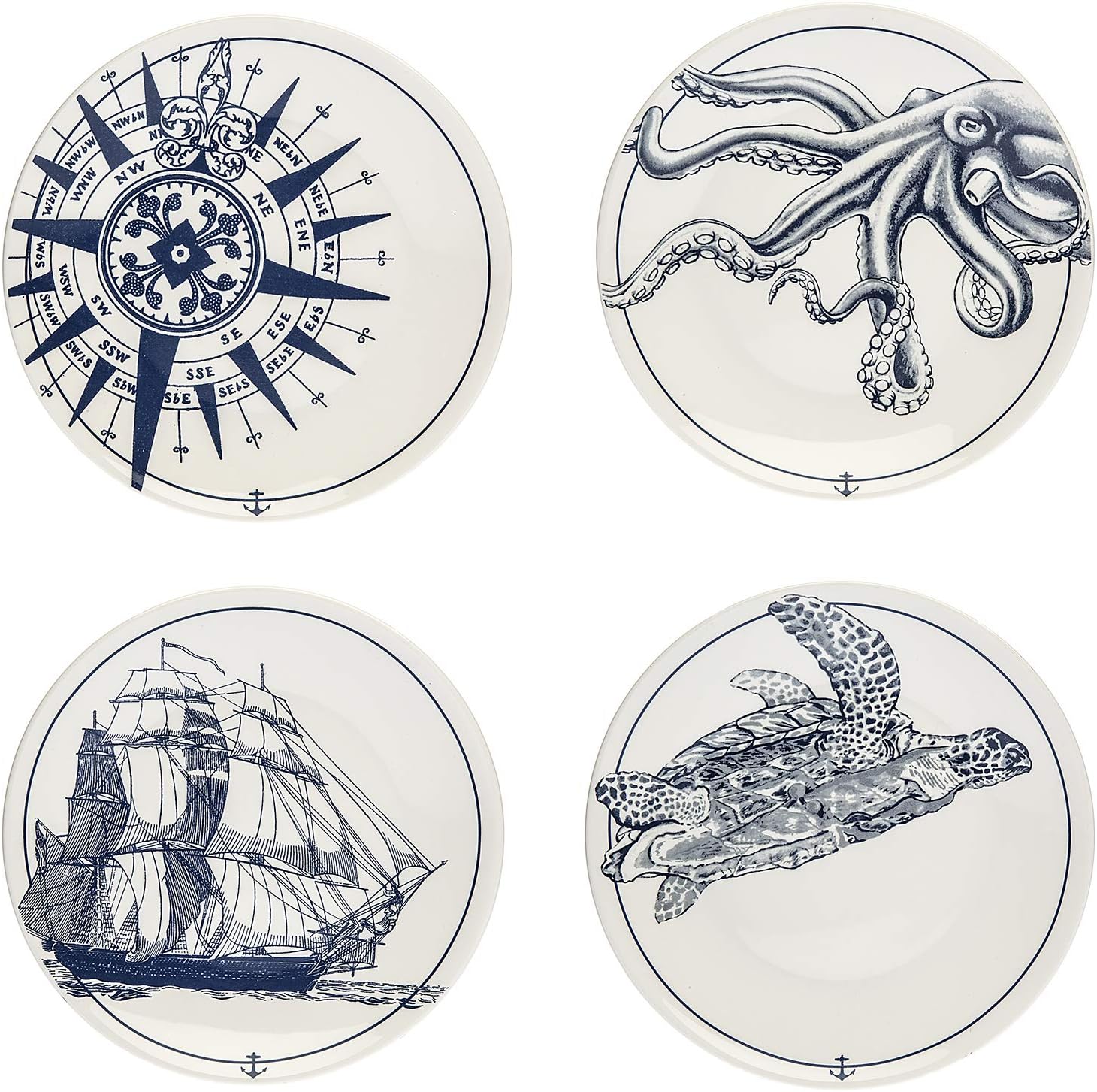 Godinger Dessert, Appetizer, Salad Plates, Blue Coastal