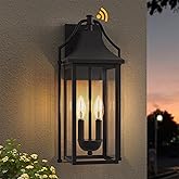 Lawyettle 𝟏𝟖𝑰𝑵 Outdoor Wall Sconce Fixture, Dusk to Dawn Patio Lights Waterproof Exterior Lanterns, 2-Light Modern Wall L