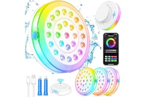 VIDOME Pool Lights for Above/In Ground Pools,Portable Smart Magnetic Underwater IP68 Waterproof LED Light Rechargeable with BT APP Control Color Changing Sound/Music Sync Vinyl Pools Accessories Party Decor