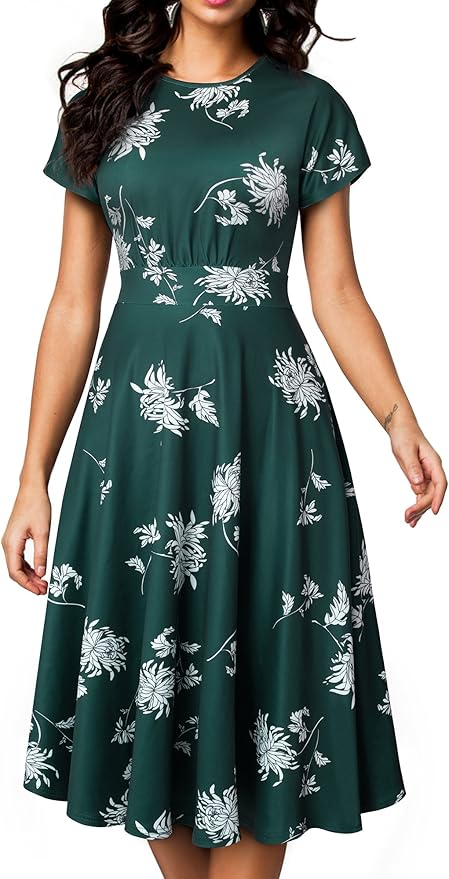 floral dressed up dark green floral print midi dress