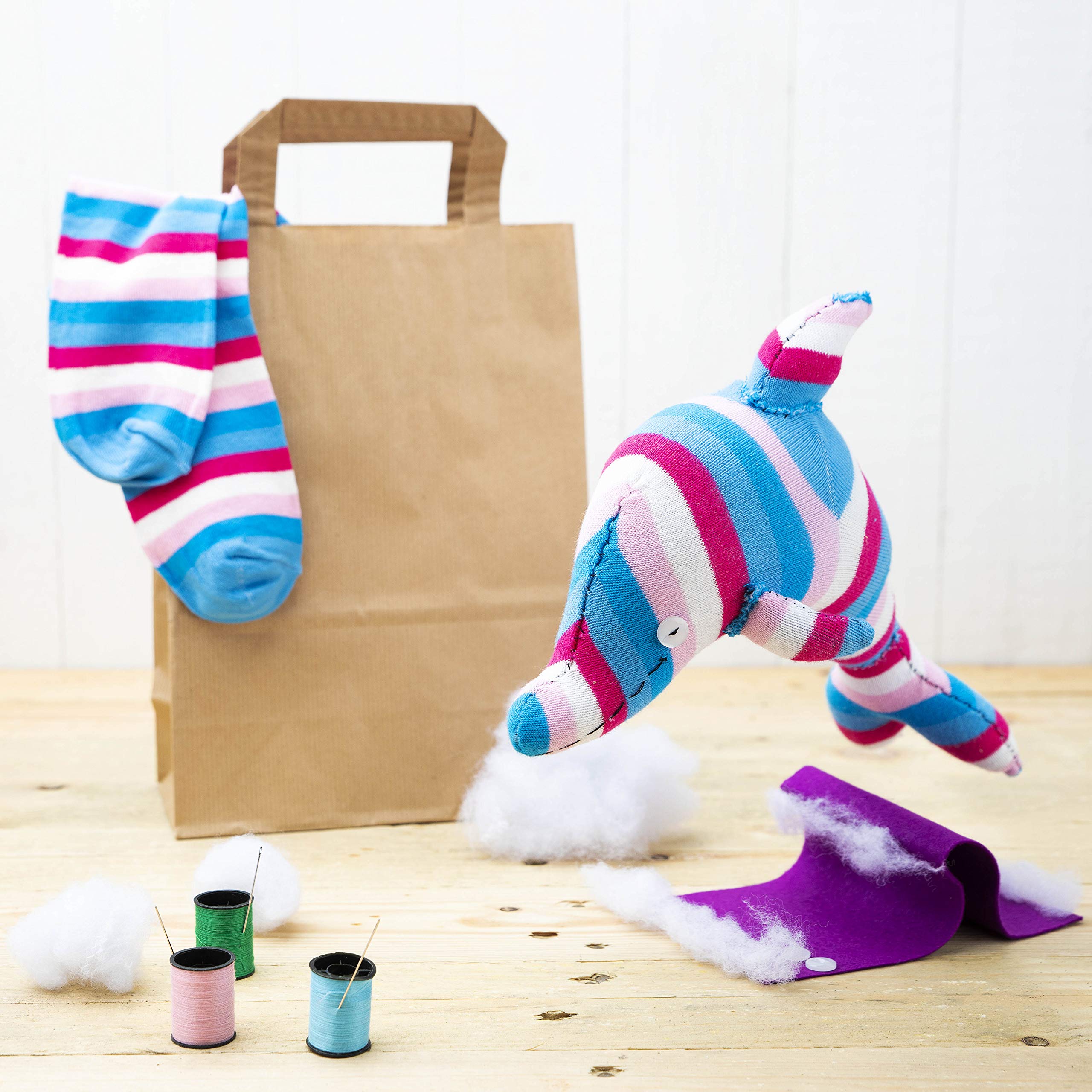 Sock Dolphin Craft Kit - Complete Craft Kit to Create Your Own Dolphin