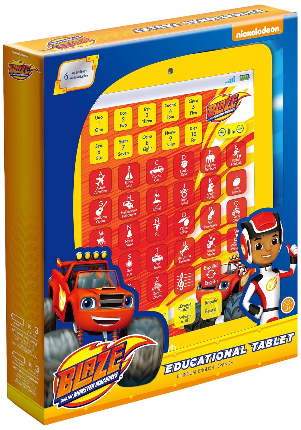 Blaze y los Monster Machines Tableta educativa bilingüe con actividades color rojo
