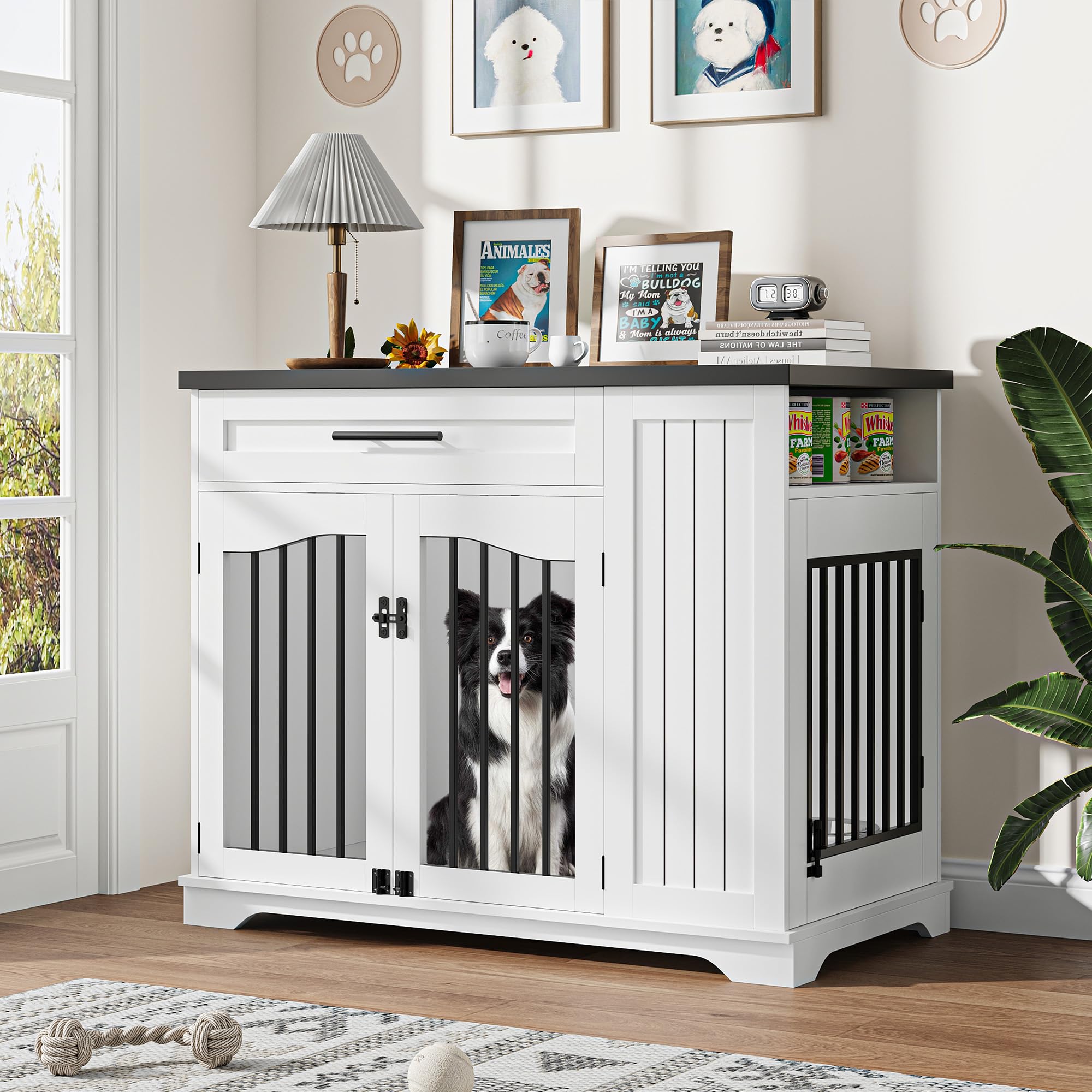 Photo 1 of **Final sale no returns allowed ** Please review ratings before purchasing**

**Venta final, no se permiten devoluciones** Revise las calificaciones antes de comprar**


Furniture Style Dog Crate for Large Dogs, 44 Inch Heavy Duty Wooden Dog Kennel Furnit