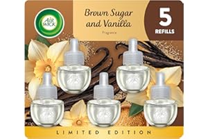 Air Wick Plug In Scented Oil Refill,Fall Scent, Fall Décor, Brown Sugar and Vanilla, 5 ct