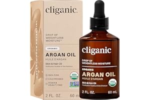 Cliganic Organic Argan Oil, 100% Pure - for Hair, Face & Skin | Cold Pressed Carrier Oil