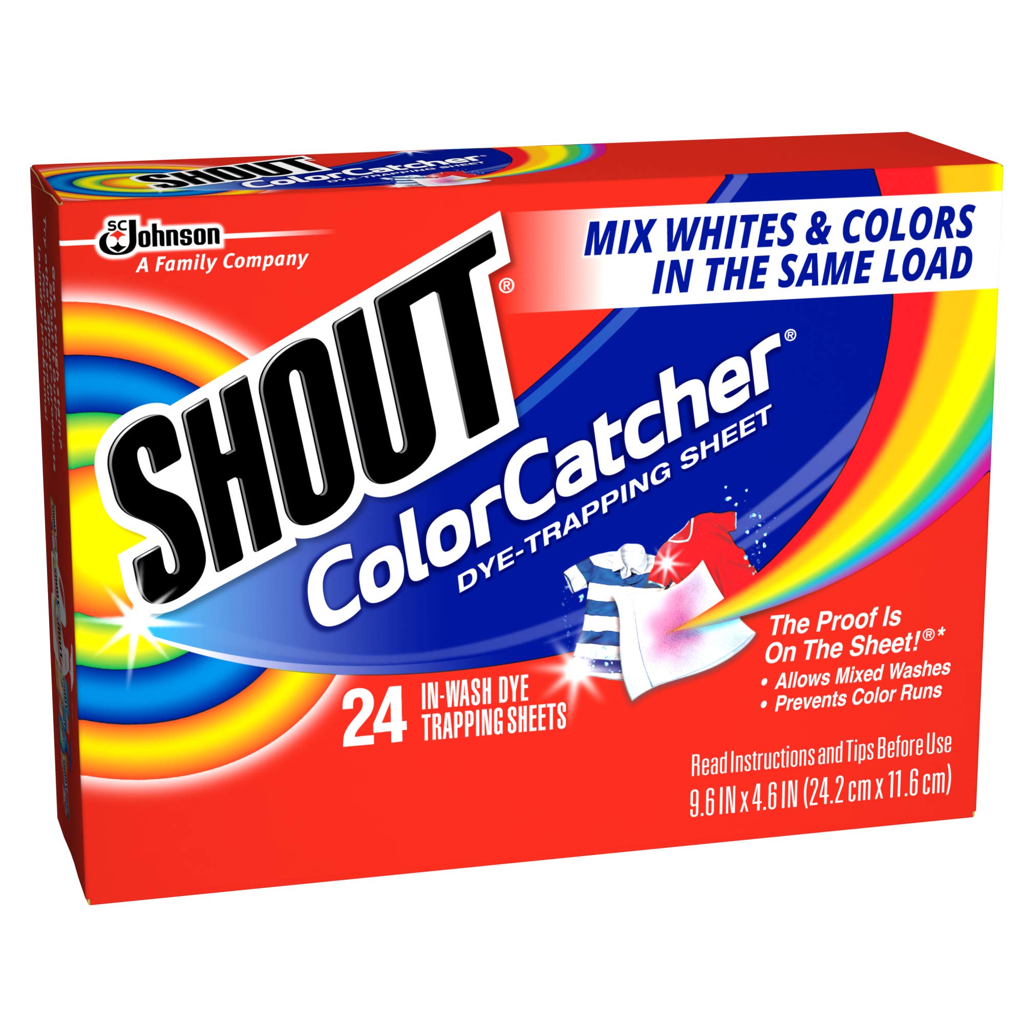 Shout Color Catcher Sheets for Laundry, Allow Mixed Washes, Prevent Color Runs and Maintain Original Clothing, 24 Count - Pack of 1