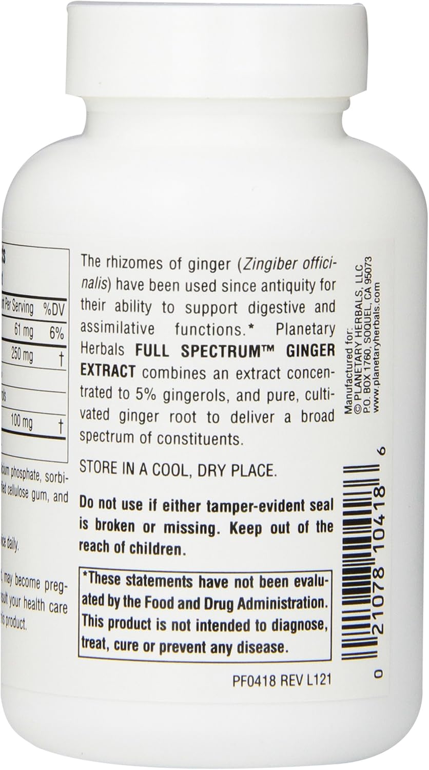 Planetary Herbals Full Spectrum Ginger Extract, 120 Tablets, 120 Count: Health & Personal Care