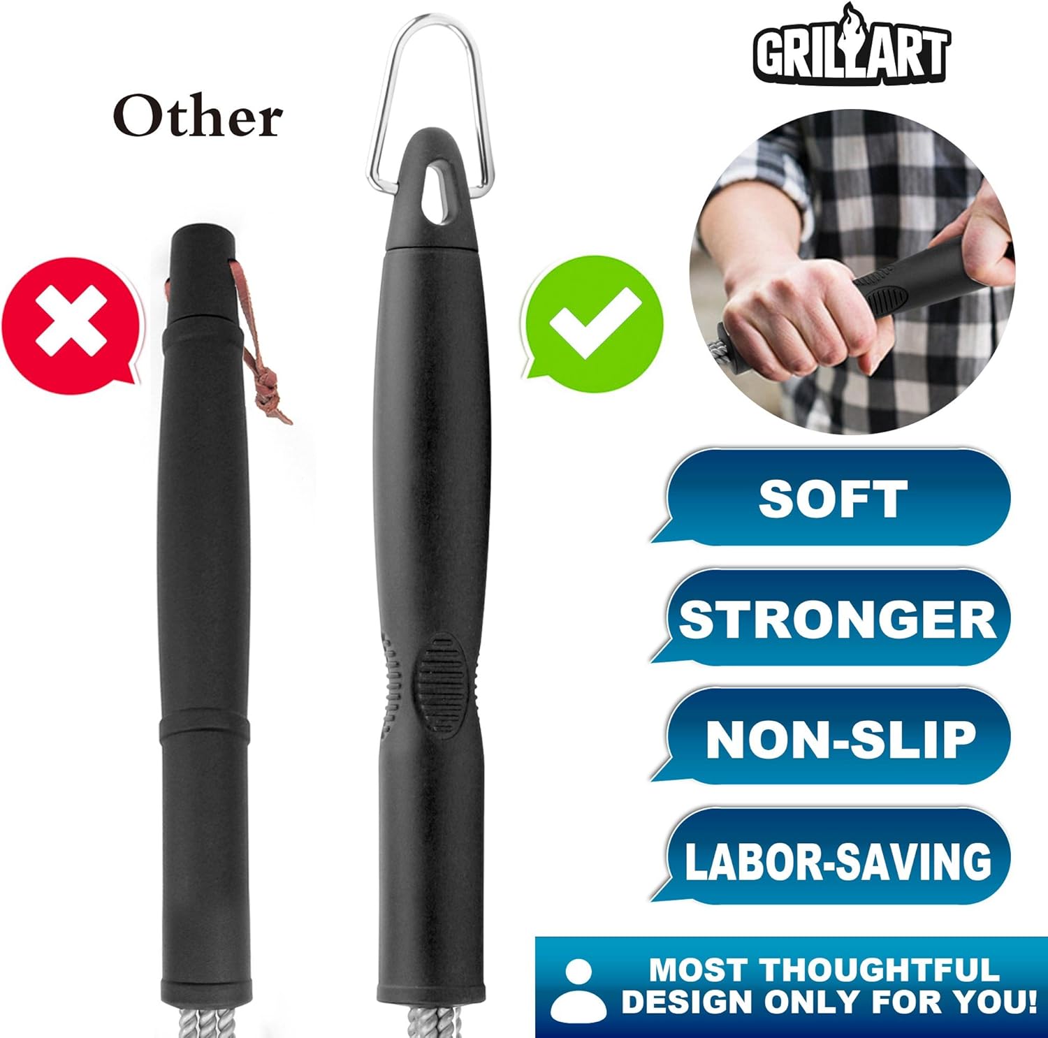 Grill Brush and Scraper - Extra Strong BBQ Cleaner Accessories - Safe Wire Bristles 18"Stainless Steel Barbecue Triple Scrubber Cleaning Brush for Weber Gas/Charcoal Grilling Grates, Best wizard tool: Home & Kitchen