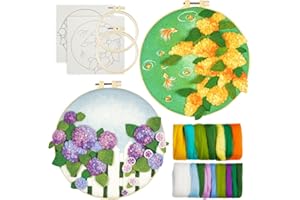 GIPONY Needle Felting Kit,Embroidery kit for Beginners,Punch Needle Kits Adults Beginner,Punch Needle kit for Beginners, Includes All Tools and Materials,Easy to Follow Instructions and Videos(flowers)