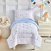 JHXHMX Butterfly Toddler Bedding Set for Girls,4 Pieces Bed-in-a-Bag Toddler Bed Set,Soft Crib Comforter Sheet Set Including Comforter,Fitted Sheet,Flat Sheet and Pillowcase-White