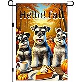 BlissYard Fall Schnauzer Dogs Garden Flag 12x18 Inch Autumn Yard Banner Double Sided Seasonal Outdoor Porch Lawn Decoration Festive House Flag Pumpkin Pie Design