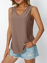 AUTOMET Women Summer Tank Top Eyelet Embroidery